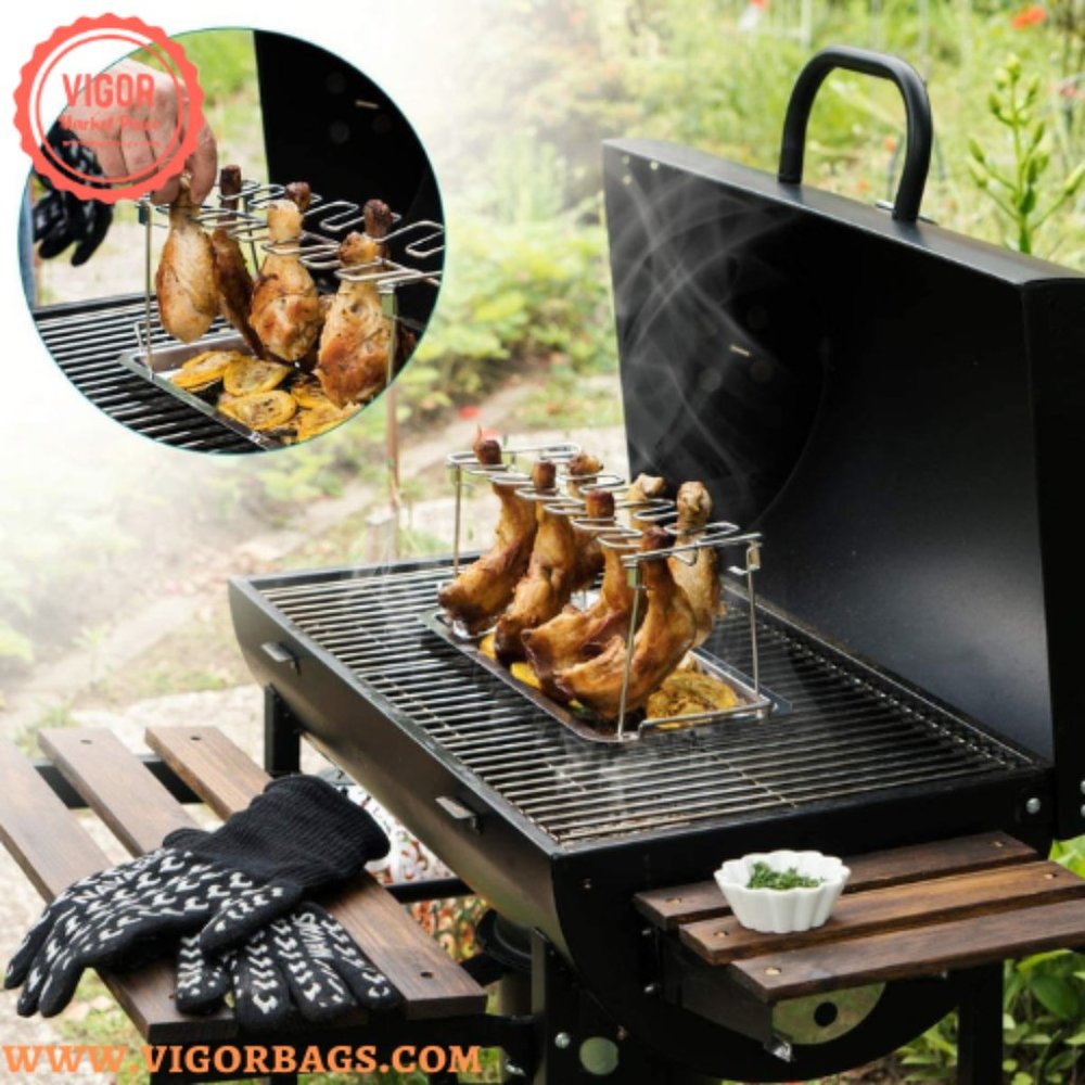 BBQ Chicken Drumsticks Rack Stainless Steel & BBQ Rib Rack Non Stick Rib Roast R - Picture 7 of 12